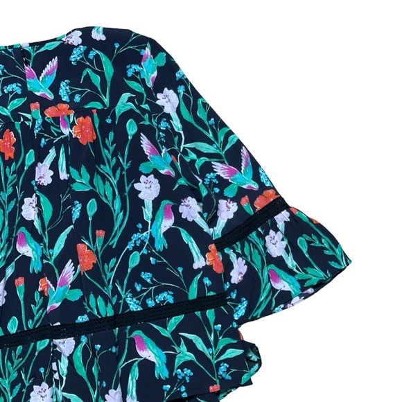 Kate Spade Black Jardin Crepe Quarter Sleeve Floral Romper Womens 00 - Picture 7 of 10